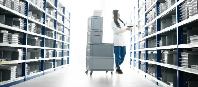 Doctor in a stockroom