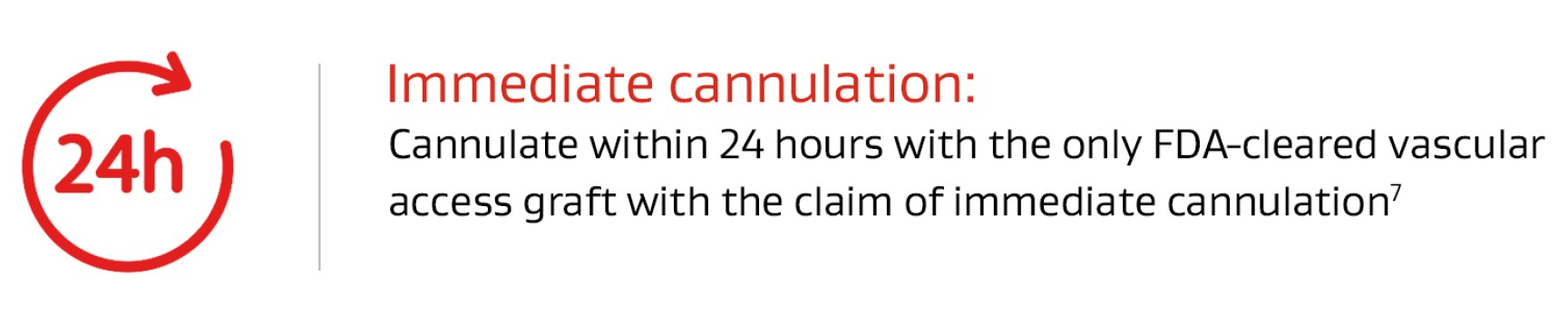 24 hour Immediate Cannulation: Cannulate within 24 hours with the only FDA-cleared vascular access graft with the claim of immediate cannulation