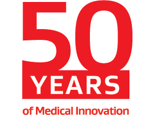 In red text reads: 50 Years of Medical Innovation