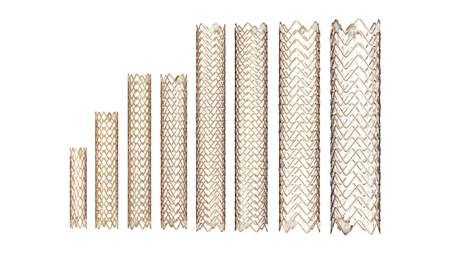 A row of GORE® VIABAHN® FORTEGRA Venous Stent products