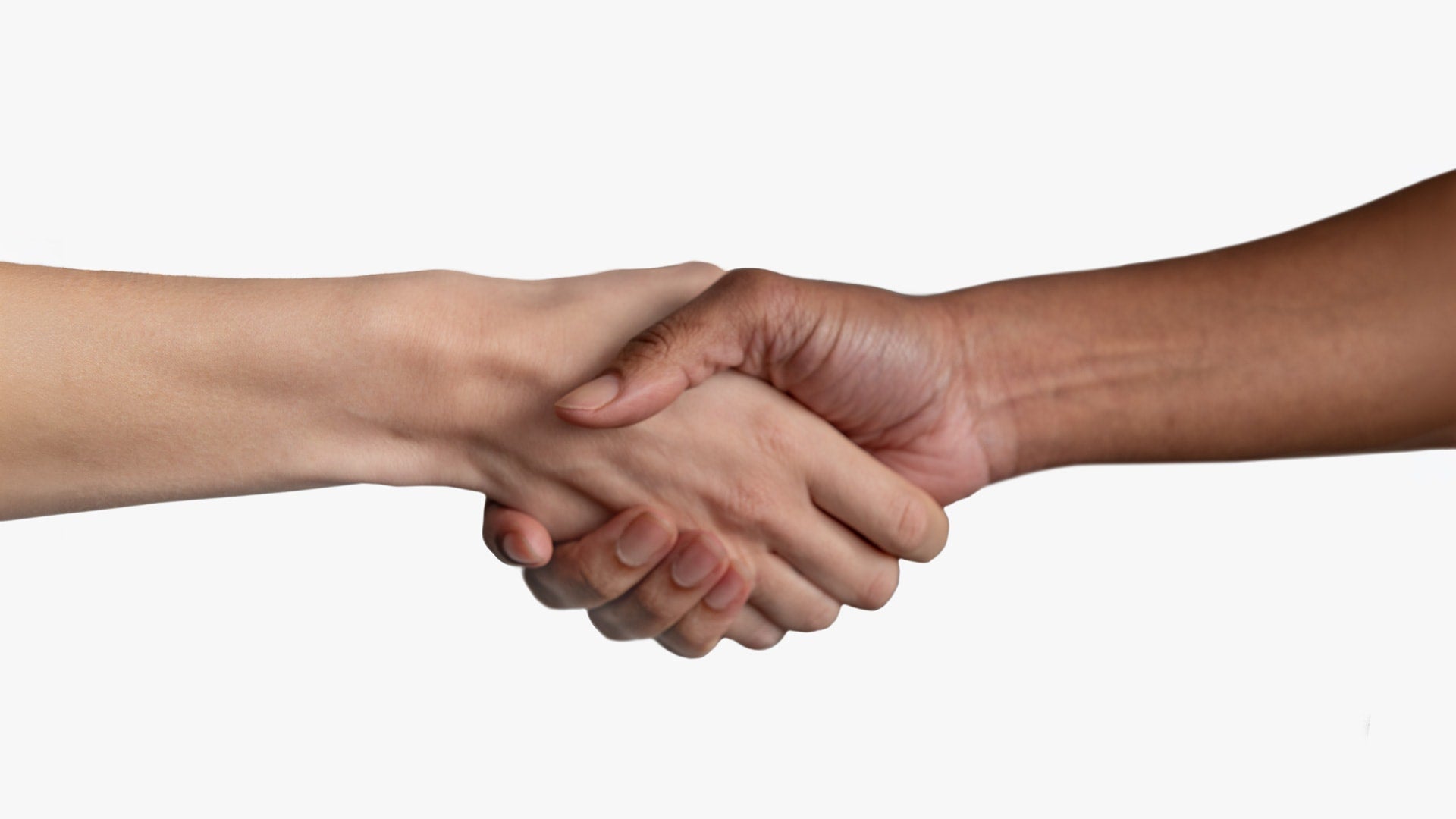 Two people shaking hands representing partnership and physician support in vascular treatment