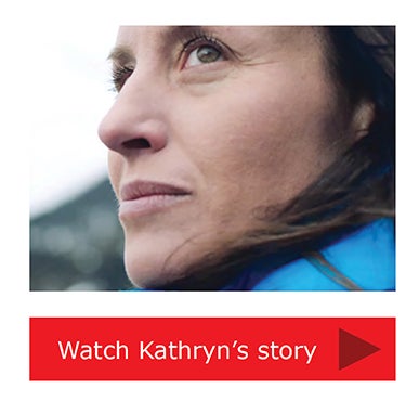 Watch Kathryn's Story - Photograph showing profile of patient Kathryn Dunning, a runner who relies on our technology for everything from foul weather protection to stroke prevention