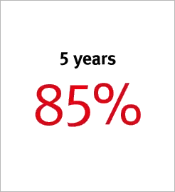 5 years 85%