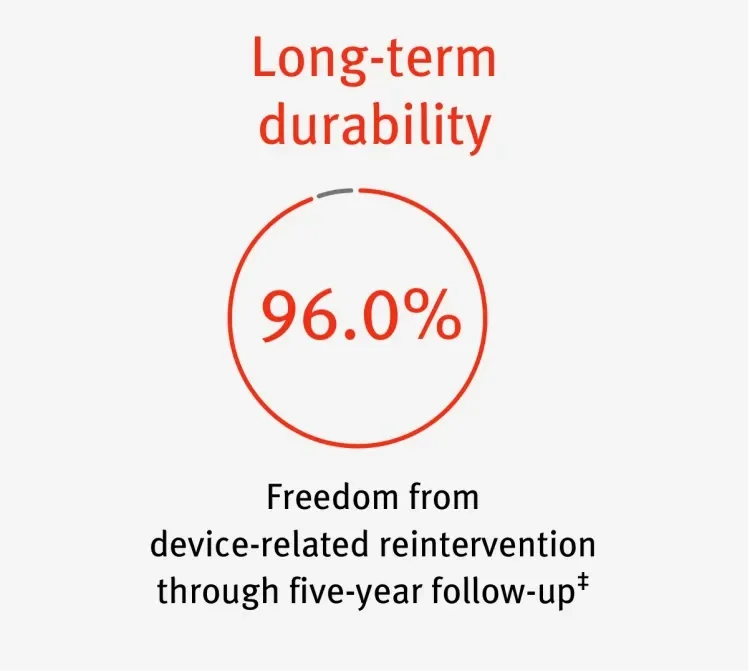 Long-term durability: Freedom from device-related reintervention through five-year follow-up‡