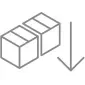 Two storage boxes with a down arrow icon