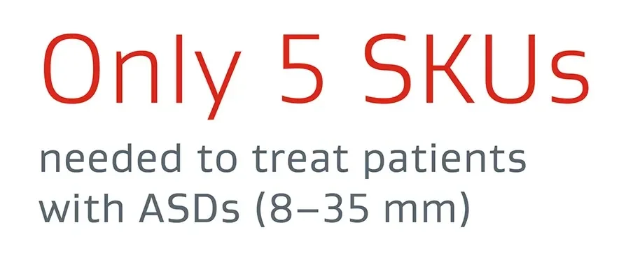 Image showing supply chain advantages: Only 5 SKUs needed to treat patients with ASDs (8-35 mm)