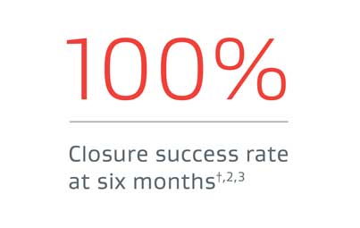 Image showing 100% closure success rate at six months